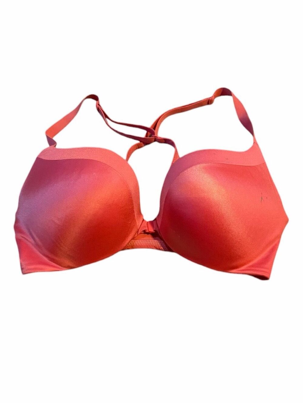 VICTORIA’S SECRET Racerback Bra Front Close Convertible Push-Up Bra Coral 32C